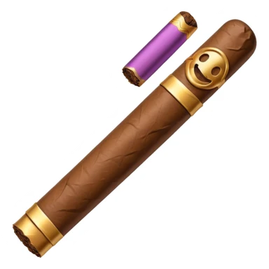 Emoji-style cigar icon, dark brown wrapper, subtle smoke, minimalistic, clean silhouette, metal details, no gold details sticker