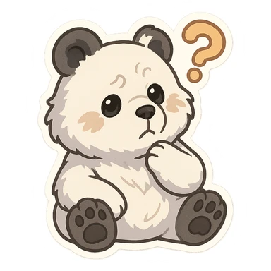 Chibi version of Tank the Bear from Solo Leveling, super cute, tilting head with a question mark above the head sticker