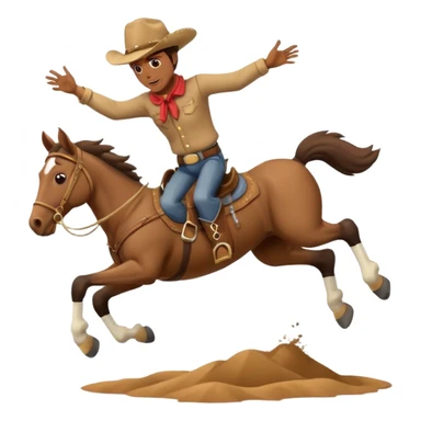 cartoon cowboy tumbling from a horse sticker
