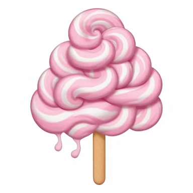fluffy pastel pink cotton candy on a paper stick, swirling cloud-like texture, fluffy, not stringy or messy sticker