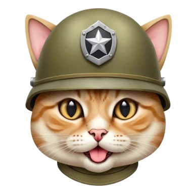 Cat in soldier helmet with tongue sticker