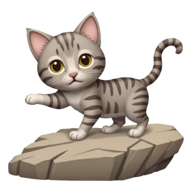 a cat holding another cat hand that fall under cliff sticker
