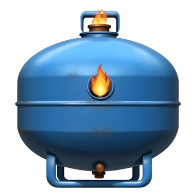 generate a realistic rust-free metal natural gas tank with blue fire on it sticker
