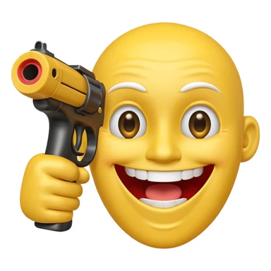 Yellow laughing face pointing gun at its own temple sticker