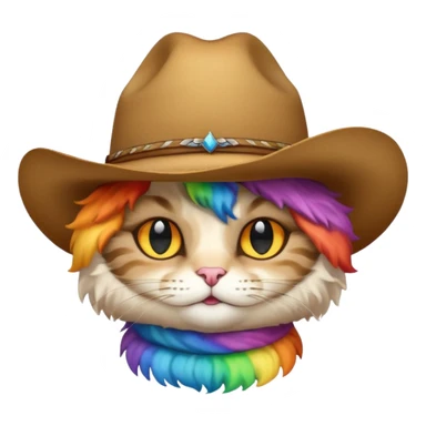 Rainbow cat with cowboy hat sticker