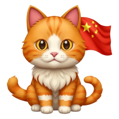 Orange Cat With the Flag of China As the full background sticker