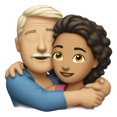 White man an hispanic woman hug each other sticker