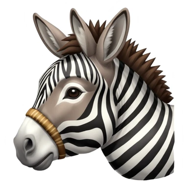 A donkey with a zebra head, donkey body with brown fur and zebra head with black and white stripes sticker