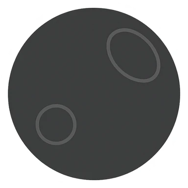 minimalist Star Wars moon icon, circular with a single large crater and a faint superlaser dish outline, simple and clean sticker