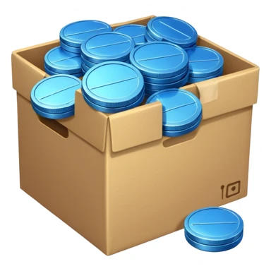 blue coins credit in a package sticker