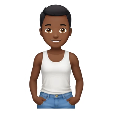 Un personnage noir avec un débardeur blanc et un jean 👖 avec des cheveux rasés noir sticker