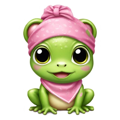 Cute baby frog with a pink bandana and headband sticker