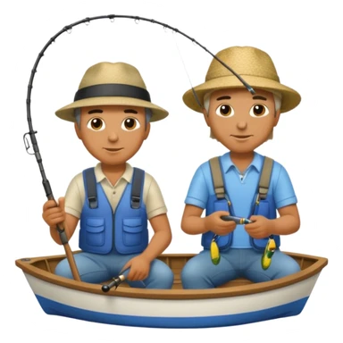 two mans fishing on a boat sticker