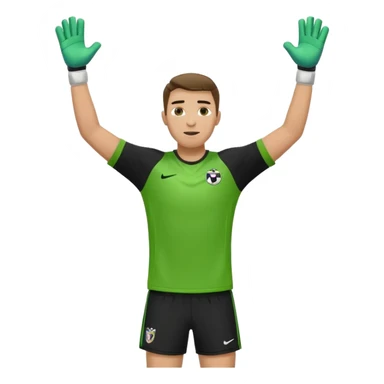 soccer goalkeeper green shirt, shorts football boots arms up sticker