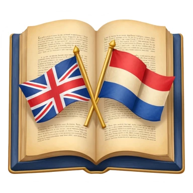 open book with two flags (например UK и France) above it sticker