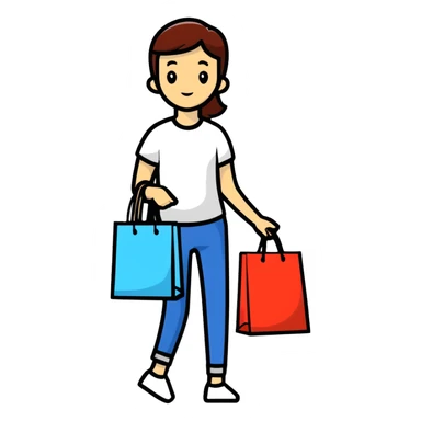 person with shopping bags sticker