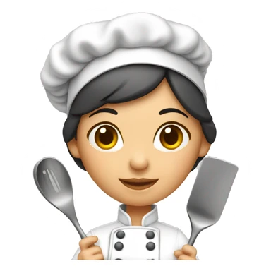 female chef with cooking utensils sticker