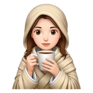 woman holding coffee cup with a blanket round her sticker