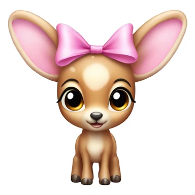 baby deer with fairy wings and a pink bow around its neck  sticker