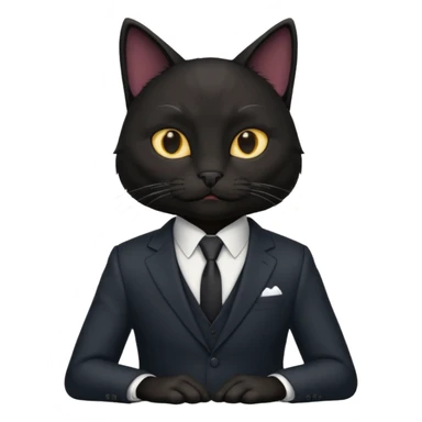real cat black siting with a suit on sticker