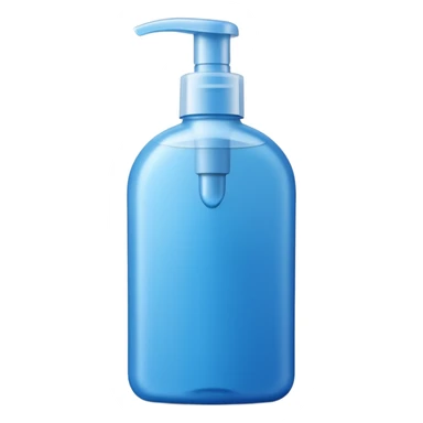 single upright shampoo bottle with smooth curved silhouette, flip-top or pump cap, sleek, semi-opaque or colored blue green or white, clean and fresh, no branding or text, soft lighting, subtle shadows, emoji scale sticker