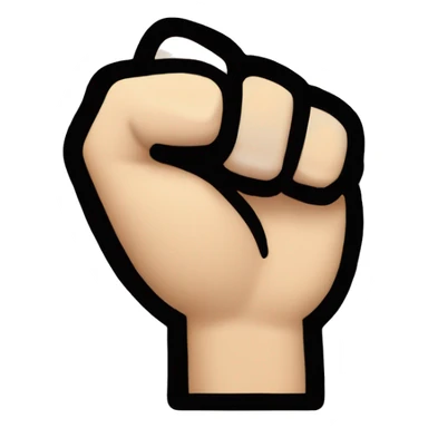 Thumb emoji entering between the index and middle fingers, but the hand is in the shape of a fist sticker