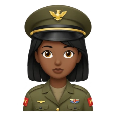 female soldier blac hair style sticker