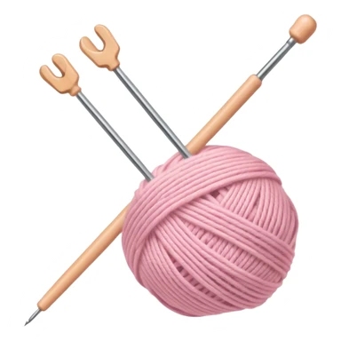 Knitting needles & light pink yarn sticker