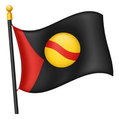 a black and red flag with a yellow circle in the middle  sticker