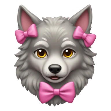 Wolf wearing a cat coustome wearing a pink bow sticker
