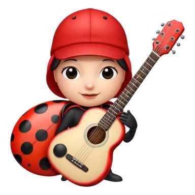 ladybug with a guitar and a cap sticker