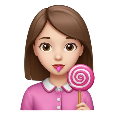 White brown straight haired girl with a pink lollipop  sticker