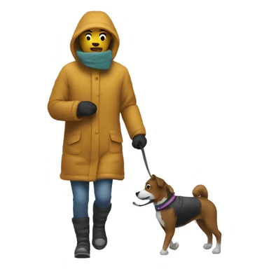 Person walking dog in blizzard  sticker