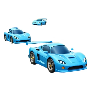 A busy highway with cute fast-moving racing cars, surrounded by green fields and distant mountains under a bright blue sky sticker