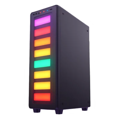 PC tower with bright glowing RGB lights sticker
