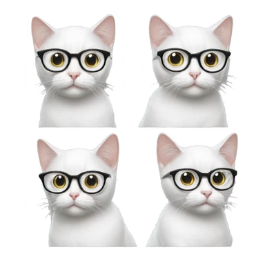 A white cat with glasses with black cover, who looks nerdy and raises its point finger sticker