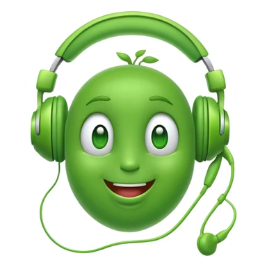 excited green pea with headphones sticker