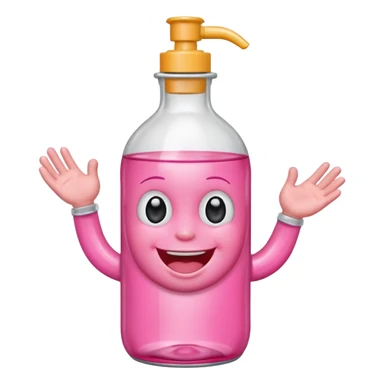 Smiling freaky baby oil bottle pink sticker