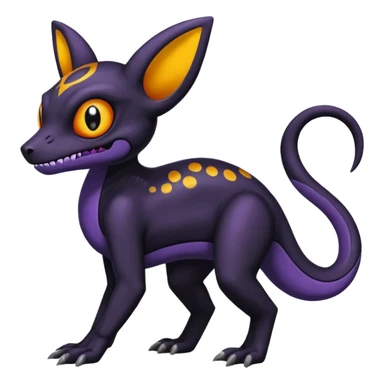 Vintage Dull Dark Gloomy Duskull-Salandit-Umbreon-Fakémon-hybrid-creature (full body)  sticker