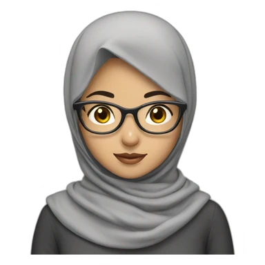 muslim asian girl with gray hijab and glasses sticker