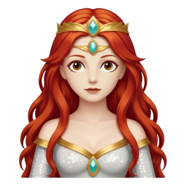 Minerva, Goddess of Wisdom from Gods and Goddesses with long red hair, ivory sequin outfit sticker