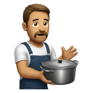 Confused Man holding Dutch oven  sticker