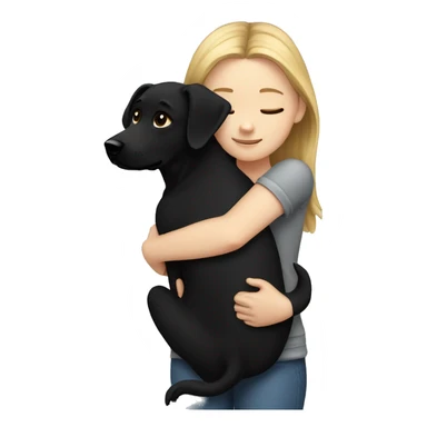 White Girl hugs black dog sticker
