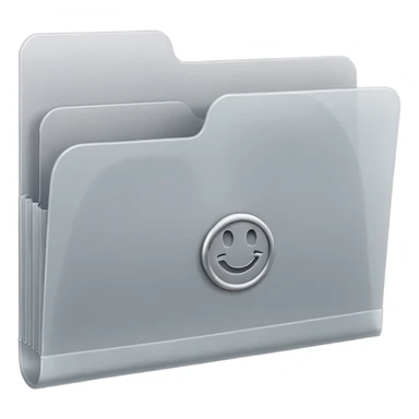 A **simple emoji-style icon** of a **frosted light-gray plastic folder** with **rounded corners**, **elastic string and button closure**, slightly translucent, clean front, subtle shading, and a **small tax/forms symbol in one corner.
 sticker