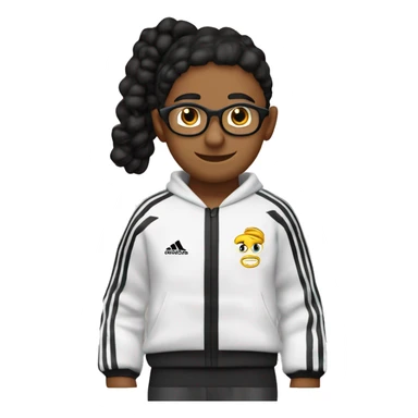 Profesor Educación Física sudadera negra Adidas. Cabello juvenil corto de color negro hacia el costado, con aretes tipo argolla. Sin lentes. sticker