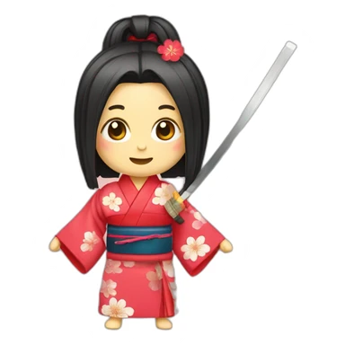 Japanese kimono and katana sticker
