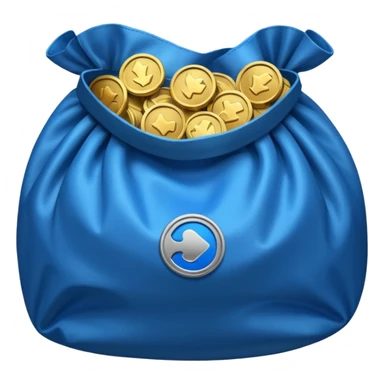 blue coins inside an opened bag  sticker