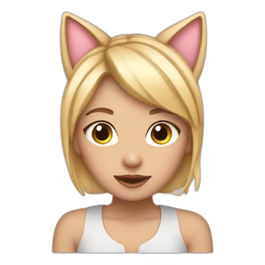 cute blonde girl with cat ears sticker