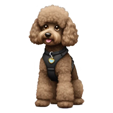3 legs One Small furry Black Poodle with brown harness sticker
