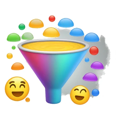 create an emoji of a marketing funnel with 4 different colors and parts  sticker